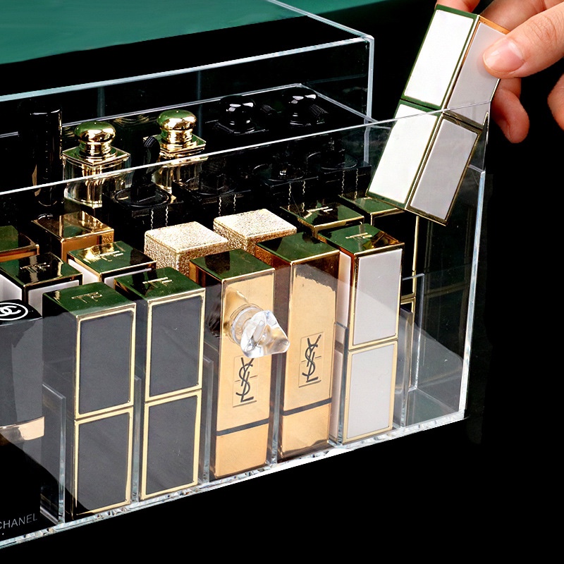 透明口红收纳盒抽屉式收纳架透明防尘 护肤品多功能收纳盒细节图