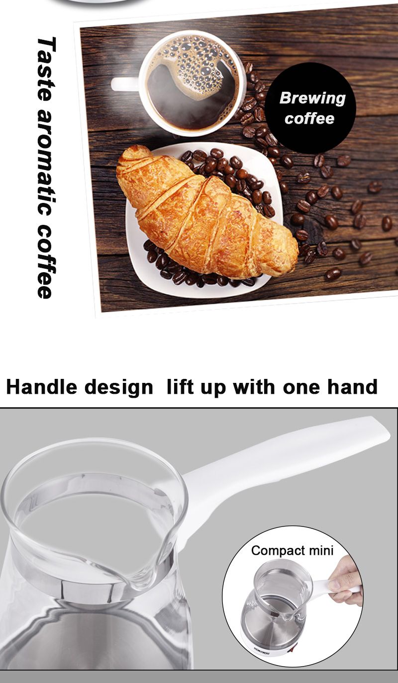 DSP丹松 电动手冲咖啡壶 家用细口摩卡壶 玻璃意式咖啡煮咖啡壶详情图4