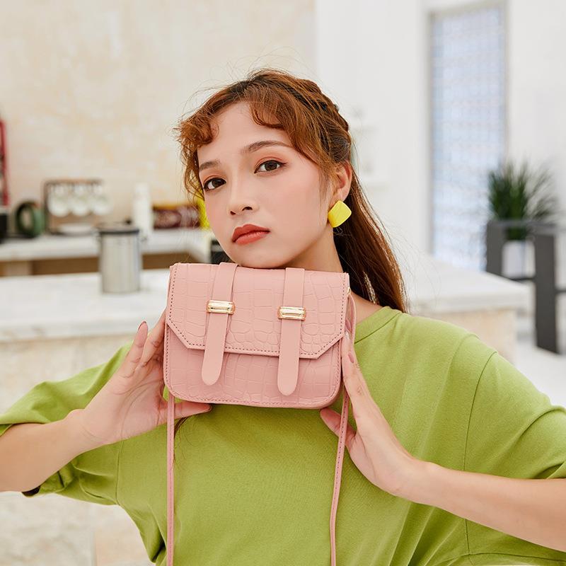 2020 Summer Small Square Simple One-Shoulder Crossbody Handbag For Women Mobile Phone Cambridge Bag Students Crocodile Pattern Korean Version Of The Tide undefined