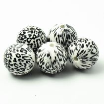 Manufacturer direct selling 20mm white leopard circular beads DIY accessories accessories materials shoes bags clothing accessories environmental acrylic