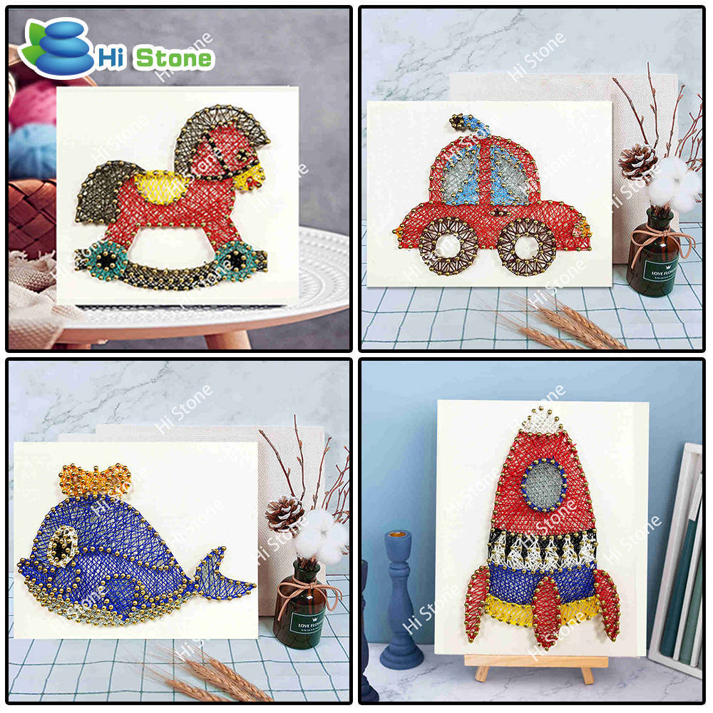 卡通钉子绕线画diy材料包学生手工课装饰画缠绕外贸跨境批发批发详情1