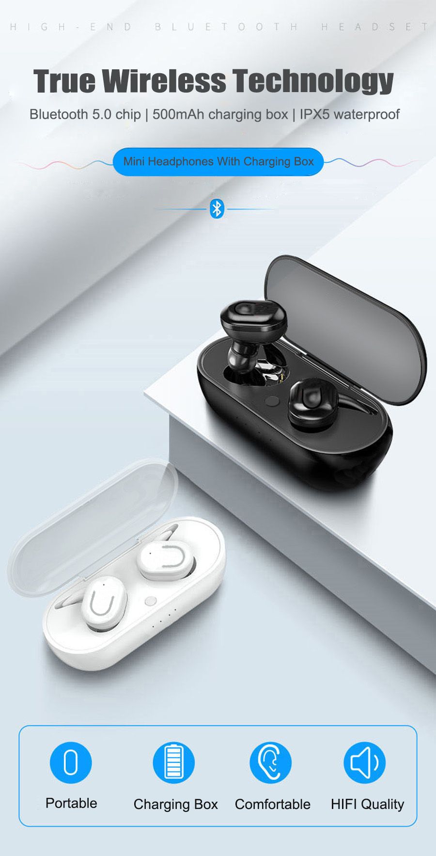 YEXIN B2tws蓝牙耳机 5.0双耳通话蓝牙耳机迷你运动耳机详情图1
