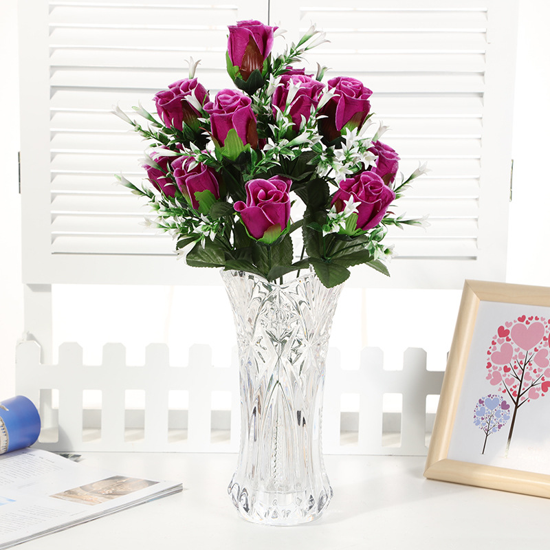 Yiwu Fumin Silk Flower Factory wholesals 12 artificial rose silk flowers, wedding decoration flowers and living room decoration flowers undefined