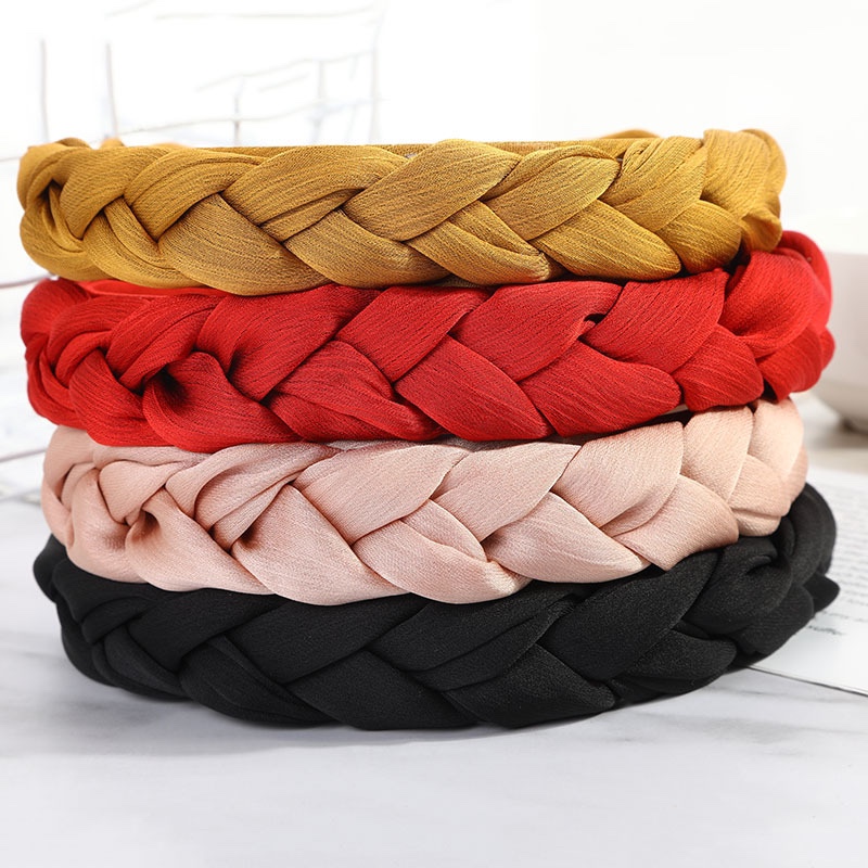 The New Air Wrinkle Fashion Creative Twist Braid Hair Band Korea Solid Color All-In-One Fabric Headband Headdress details Picture