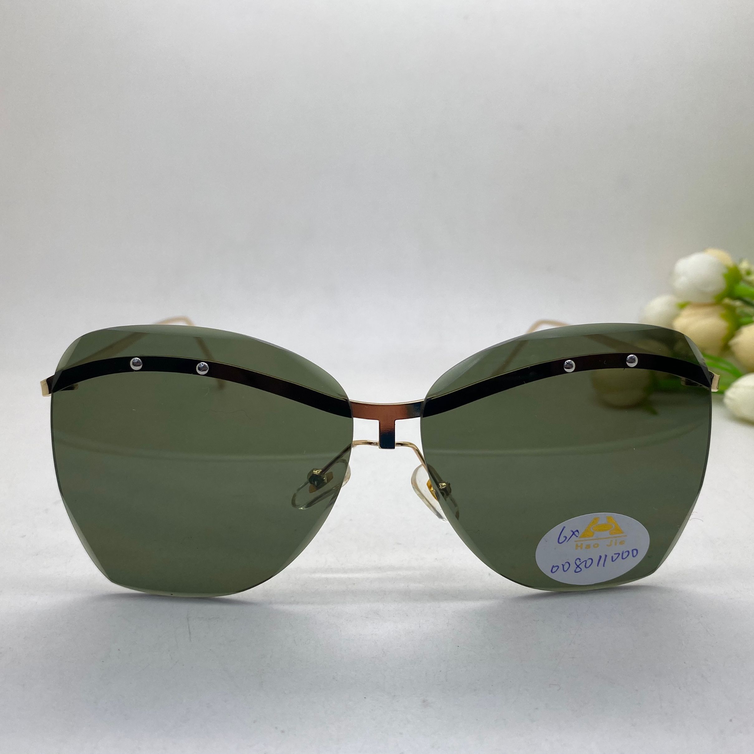 New fashion rimless sunglasses female European and American exaggerated sunshade mirror 008 full figure