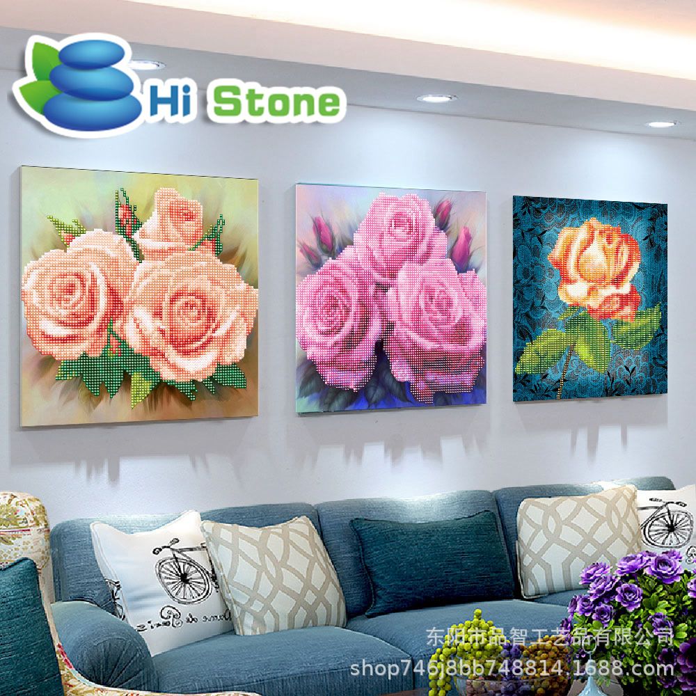 外贸跨境批发专供5D钻石画花朵非满钻DIY手工工艺品装饰画 可定制详情图1