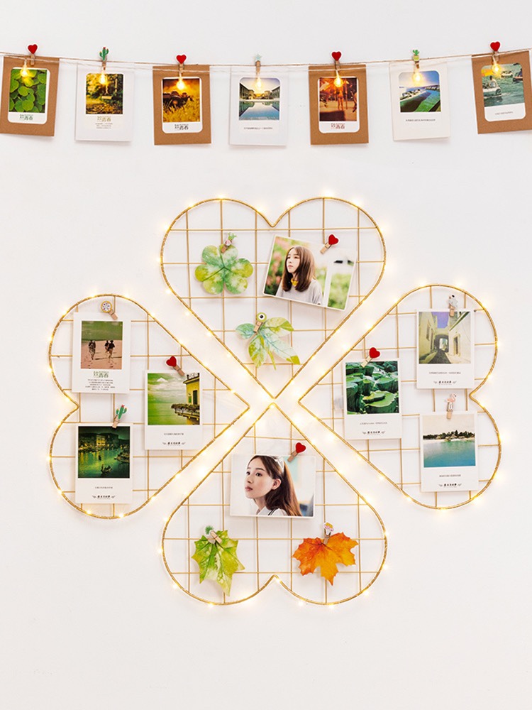 Postcard display shelf mesh shelf hanging wall web celebrity bedroom dormitory bedroom hemp rope clip photo frame Application Scenario