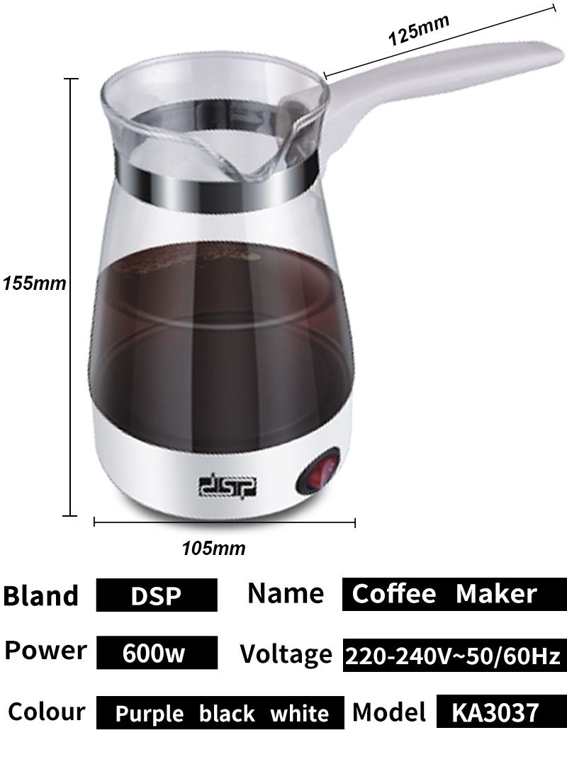 DSP丹松 电动手冲咖啡壶 家用细口摩卡壶 玻璃意式咖啡煮咖啡壶详情图8