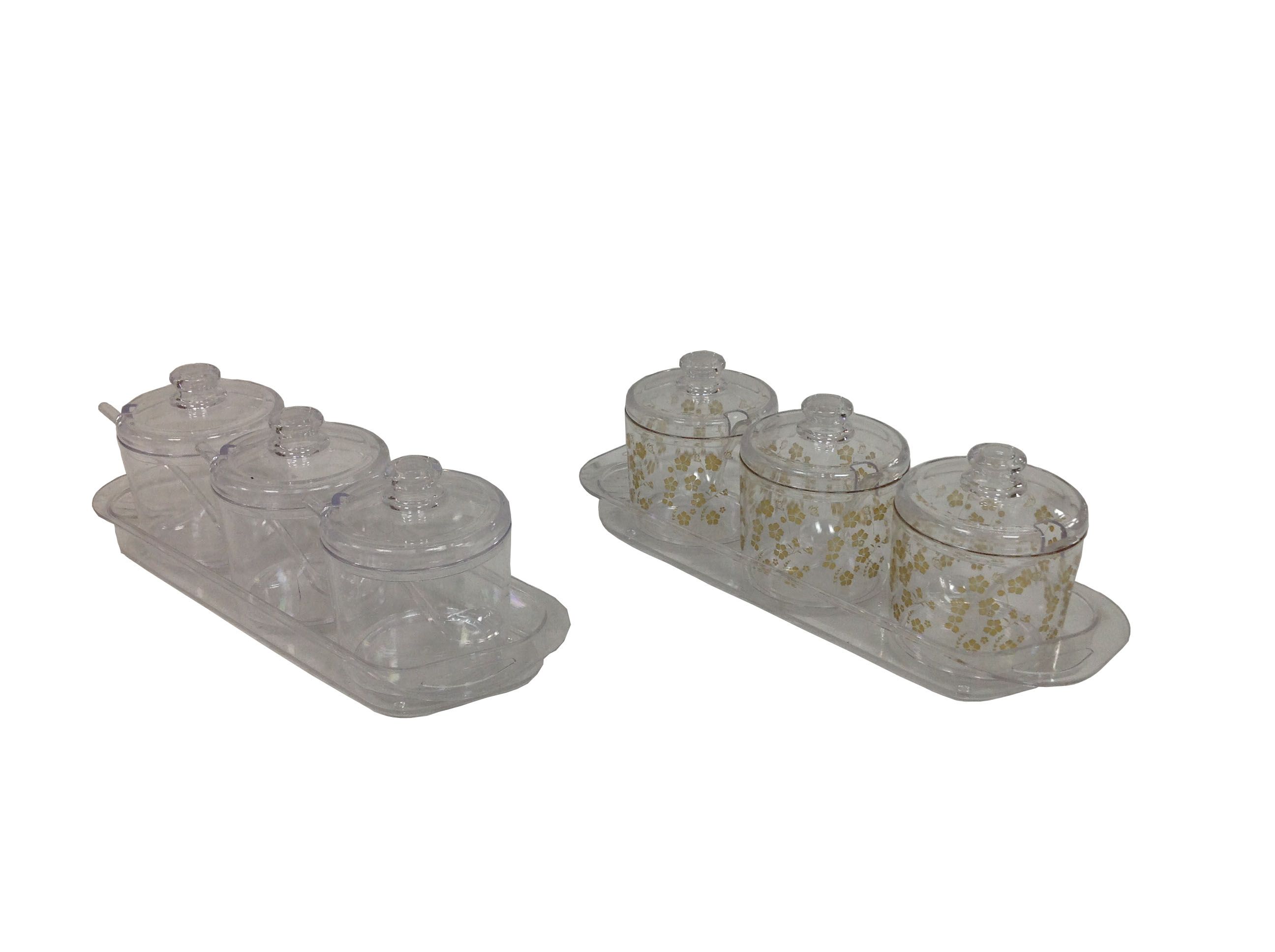 DF99192 Acrylic sugar jar set printed sugar jar set acrylic sugar jar Pepper jar Acrylic plastic seasoning bottle Cup Seasoning jar with spoon oil DF TRADING HOUSE