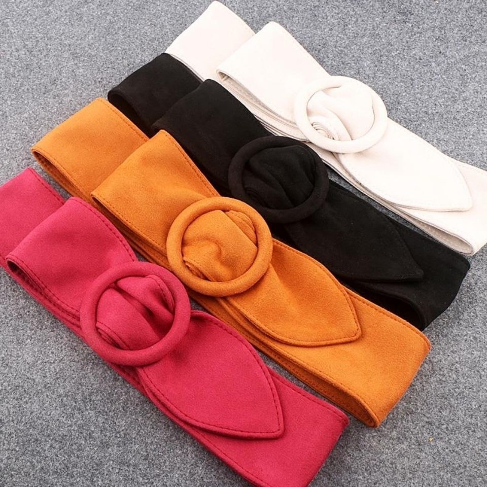 Source Factory: Women's Round Buckle Flannelette Streamer Belt Waist Seal Strap Culottes Belt details Picture
