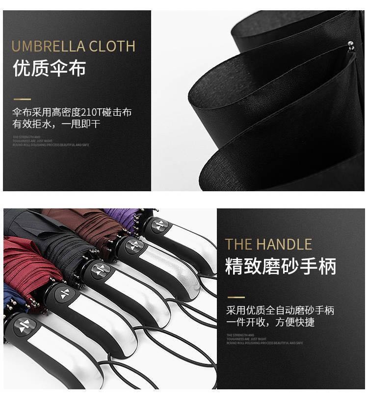 爆款全自动黑胶晴雨伞男女折叠三折伞10骨加固可定制广告logo详情图14