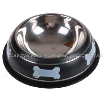 Pet food utensils, pet bowls, dog single bowls, colored printed bone dog basins details Picture