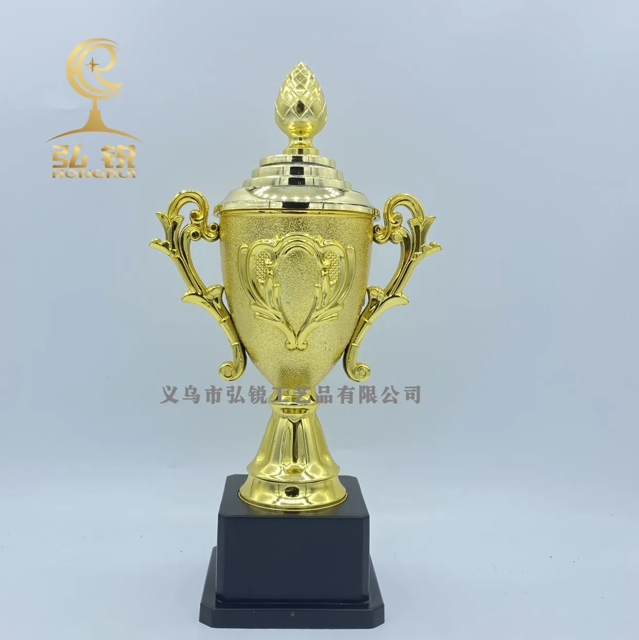 CS-013-8 Bauhinia Flower square Base Middle Trophy 19*10*6.5 Plastic Creative Reward Prize customizable logo detail image 1