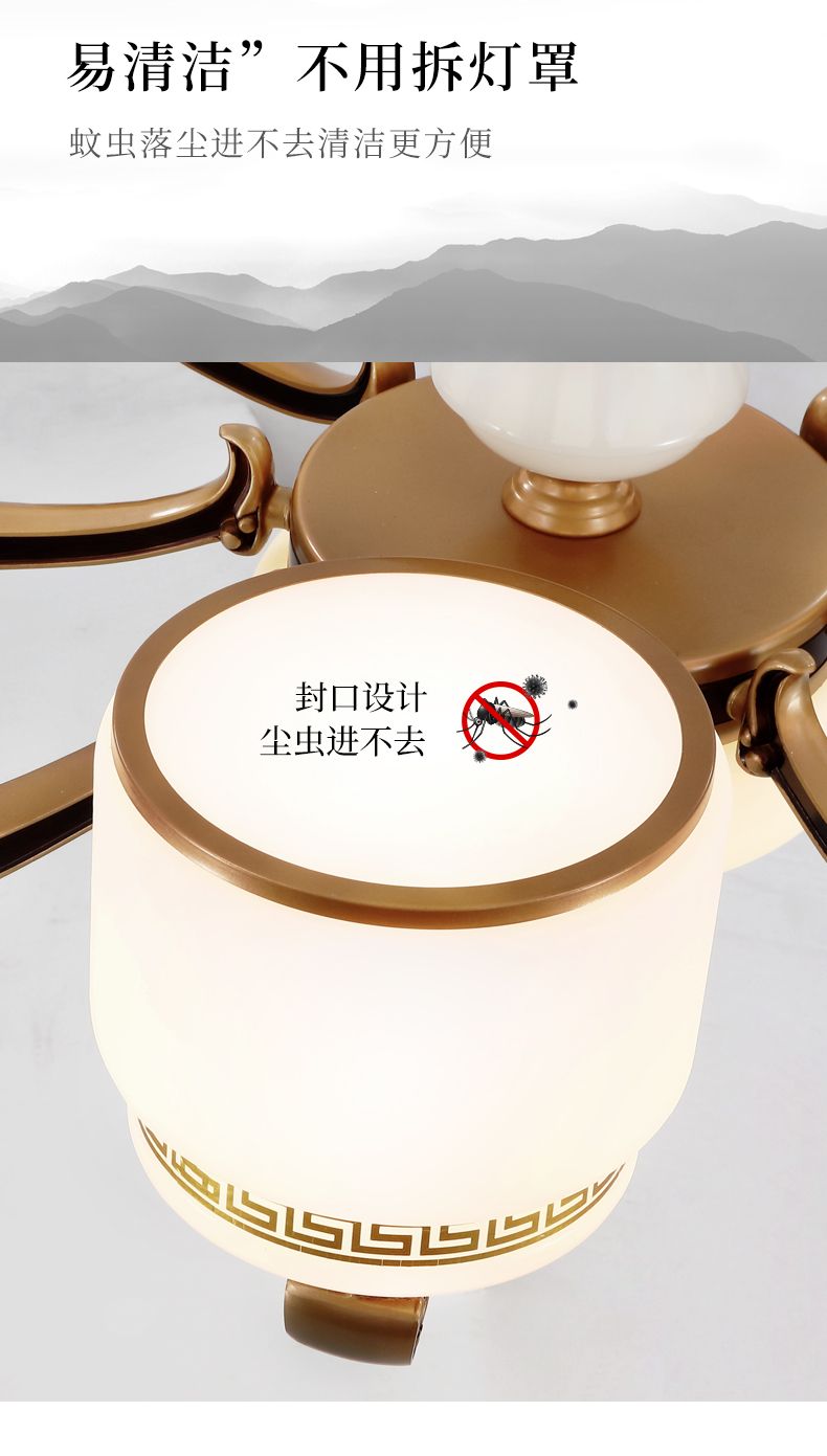 Nuevo estilo chino jade candelabro lámpara de sala de estar creativo estilo chino clásico estudio lámpara salón de té villa club dormitorio lámpara detail image 3