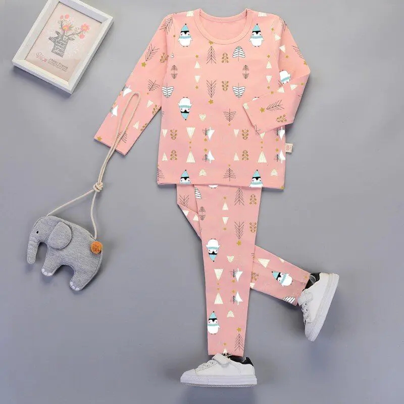Cotton-padded jacket suit with light pink cartoon pattern thumbnail