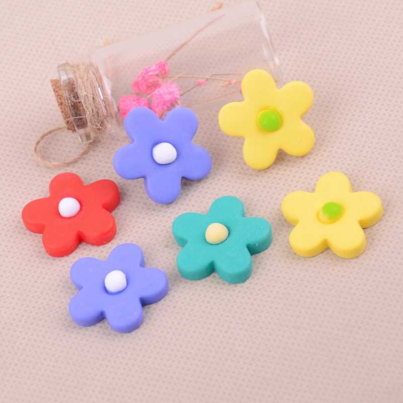 树脂磨砂小花diy树脂贴片圆角五瓣花儿童发饰配件袜子材料