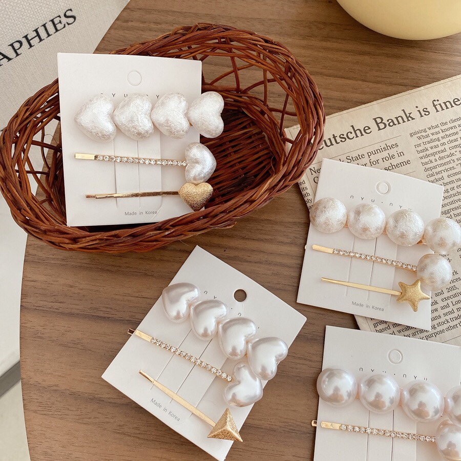 Love pearl clip hair clip lady net red sweet temperament top clip bangs clip back of the head hair clip a word clip thumbnail