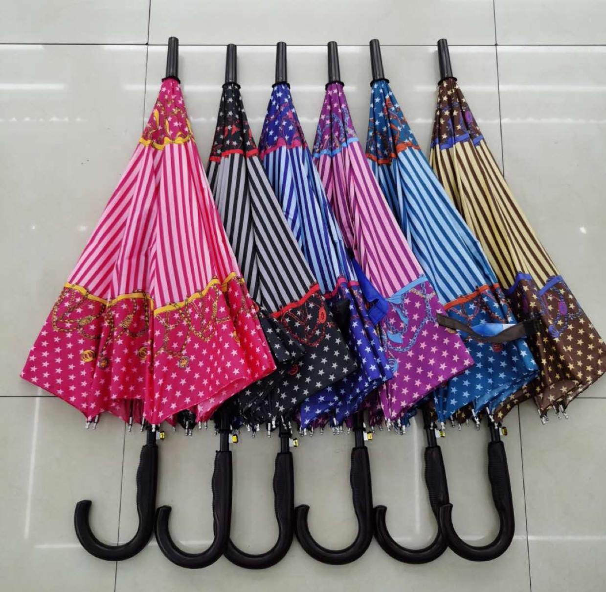 New 66Cm Automatic Straight Umbrella Flower