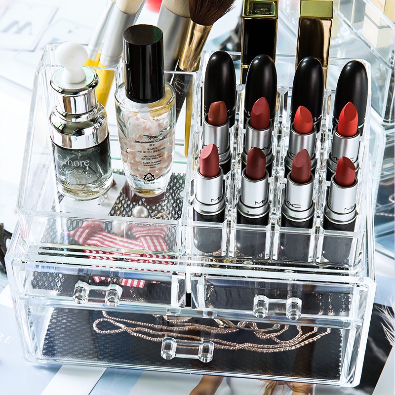 亚克力化妆品收纳盒透明抽屉式口红盒首饰盒可叠加桌面收纳盒批发详情图8