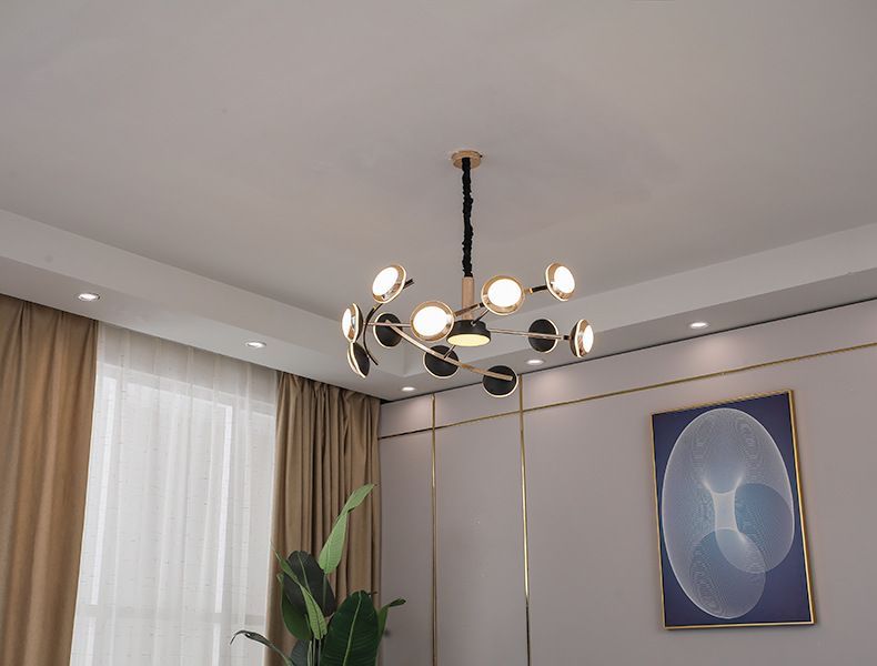 Moderno minimalista nórdico led candelabro sala de estar comedor dormitorio 12 cabezas personalidad creativa hogar iluminación interior lámparas detail image 3