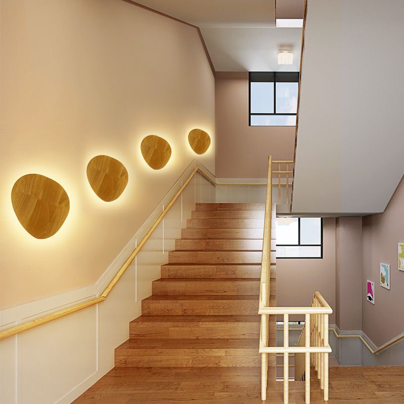 北欧原木实木卧室床头壁灯工作室创意LED楼梯圆形个性日蚀壁灯详情图3