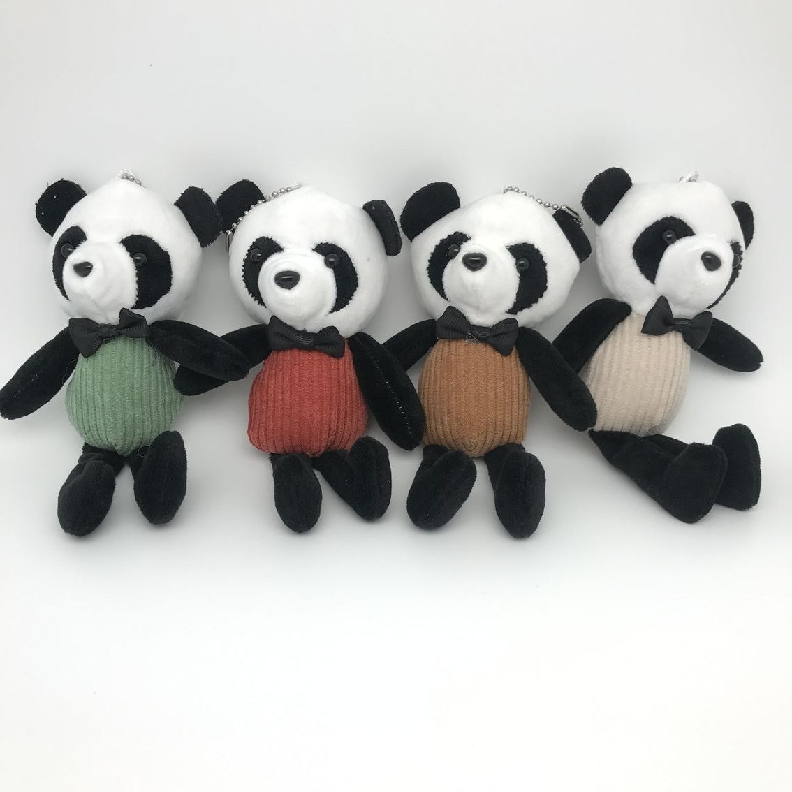 Cute cartoon little panda plush toys, small panda clothing pendants, keychains, dolls, bags, pendants
