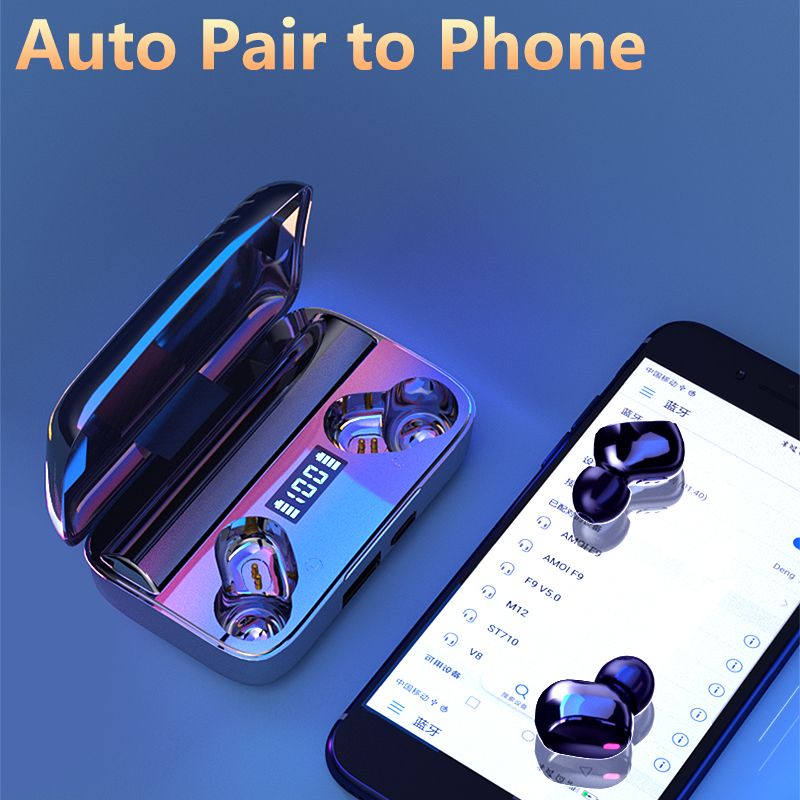 YEXIN new A9 Bluetooth headset English TWS custom power display screen touch 5.0