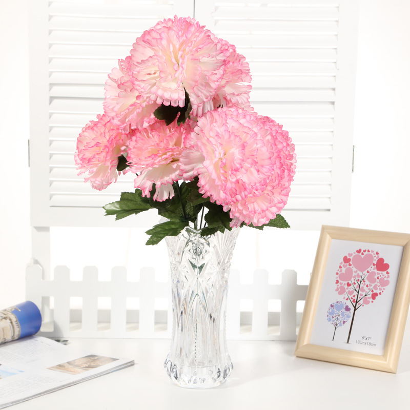 Fumin Silk Flower Factory Direct sale 9-head large carnation flower artificial flower living room decoration plastic flower factory wholesale Specification image