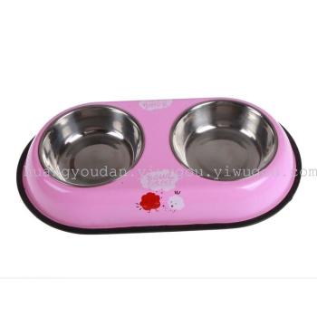 Dog food bowl, cat bowl, dog bowl, super model dog bowl, pet double bowl, double basin