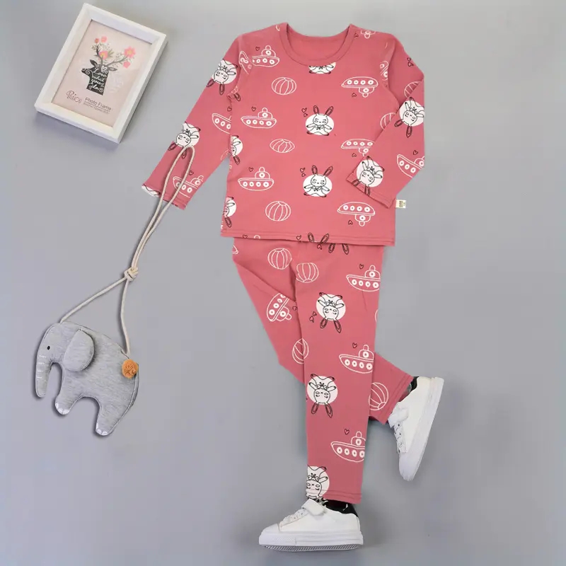 Red cartoon pattern cotton-padded jacket suit thumbnail