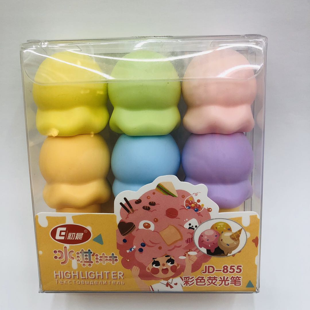 Ice cream Highlighter Student Cute ice cream Cone shape colored highlighter marker pen