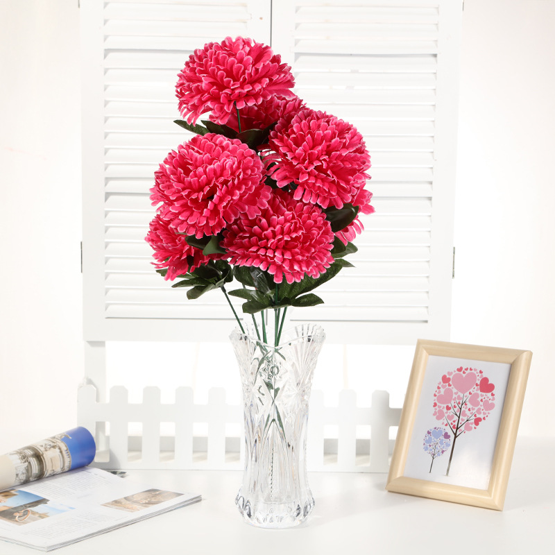 Fumin Silk Flower supplies Spring Color 10 Forked ball Chrysanthemum pure handcrafted artificial flower silk flower plant bouquet decoration custom best-selling items undefined