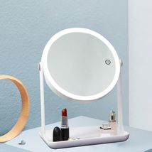 创意充电圆形折叠化妆镜梳妆灯桌面收纳台灯网红礼品补光镜