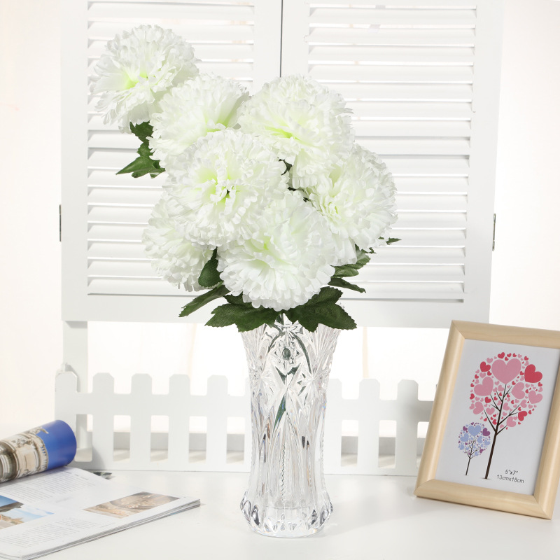 Fumin Silk Flower Factory Direct sale 9-head large carnation flower artificial flower living room decoration plastic flower factory wholesale details Picture