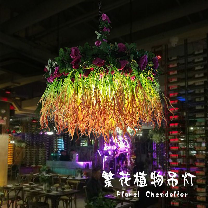 音乐餐厅吊灯复古美式民宿绿植装饰灯具酒吧酒馆咖啡厅工业风灯饰产品图