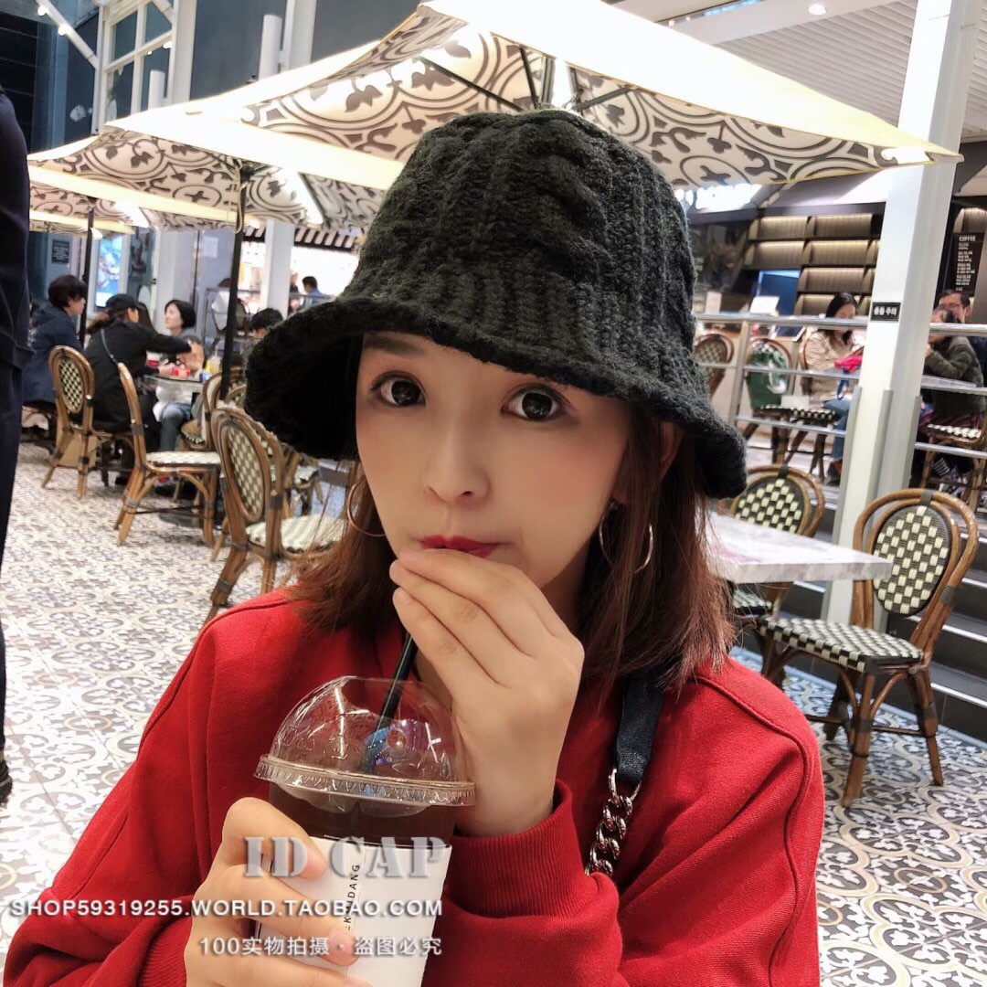 Imitate The South Korea East gate to buy ins autumn winter joker simple Japanese and Korean soft waxy cotton candy knitted fisherman wool hat trend thumbnail
