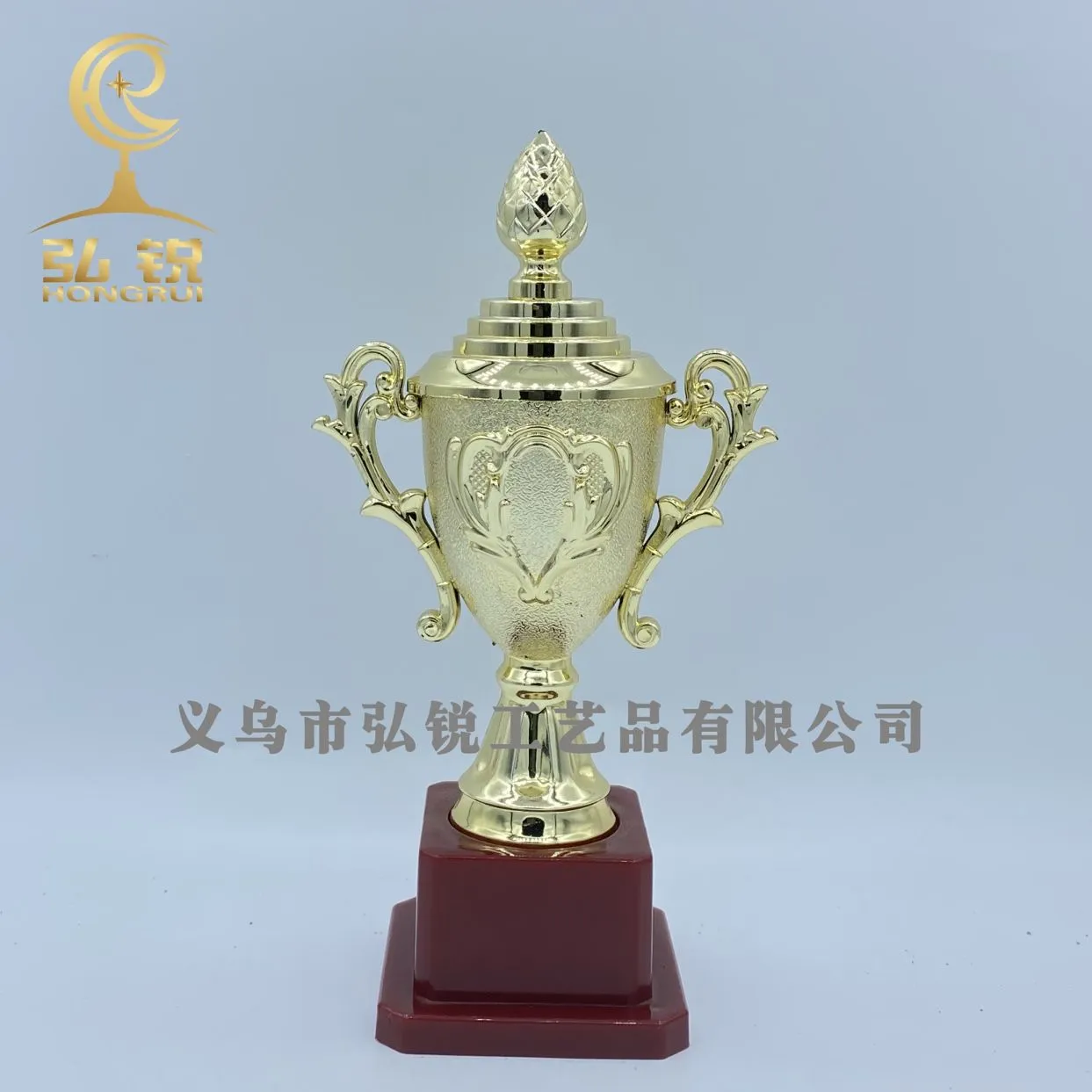 CS-013-8 Bauhinia Flower square Base Middle Trophy 19*10*6.5 Plastic Creative Reward Prize customizable logo detail image 5