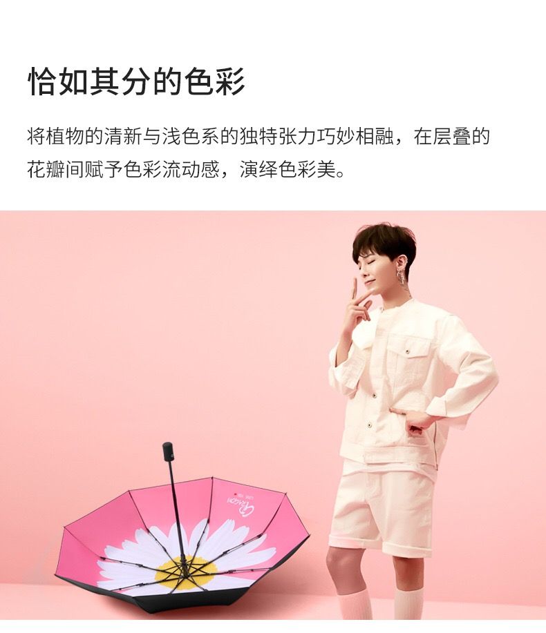 网红全自动数码印全遮阳三折小雏菊黑胶晴雨伞GD同款自开收雨伞详情图9