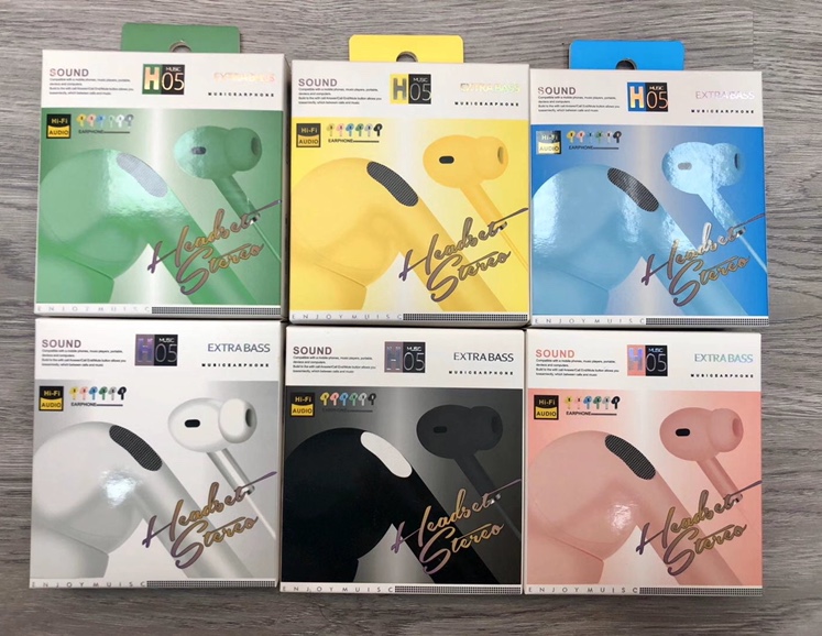 马卡龙色 适用苹果华为vivo线控带麦耳机 批发入耳式通用耳机
