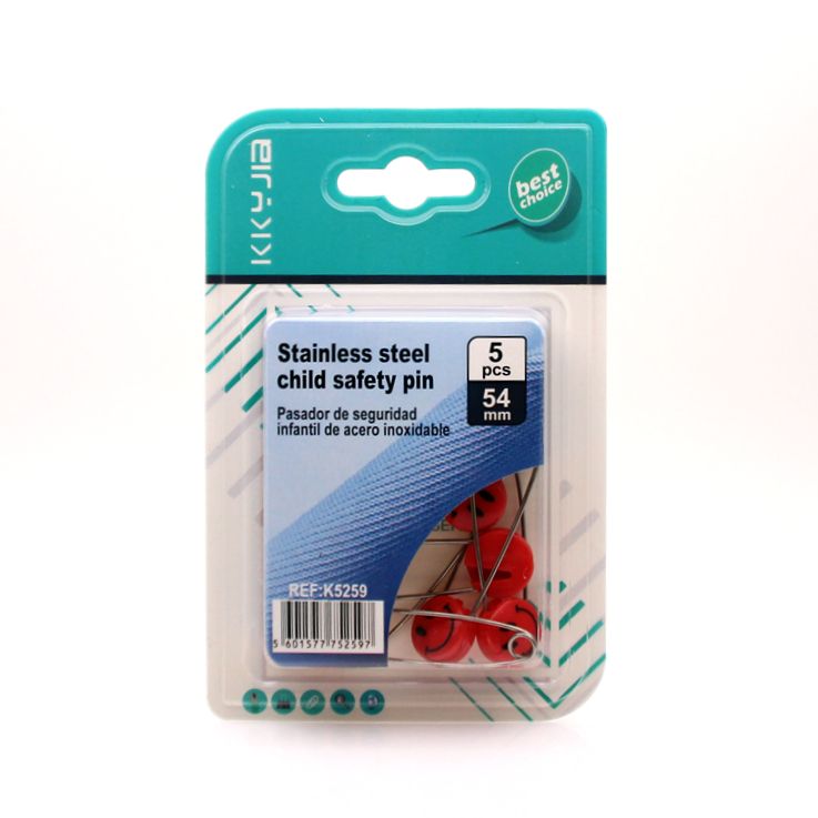 卡卡五金 5259吸塑包装笑脸不锈钢别针大号百元店小包装货源