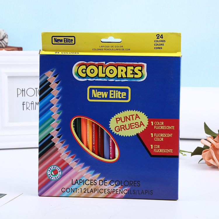 学生彩铅24色彩色铅笔美术绘画涂色铅笔学生奖品批发