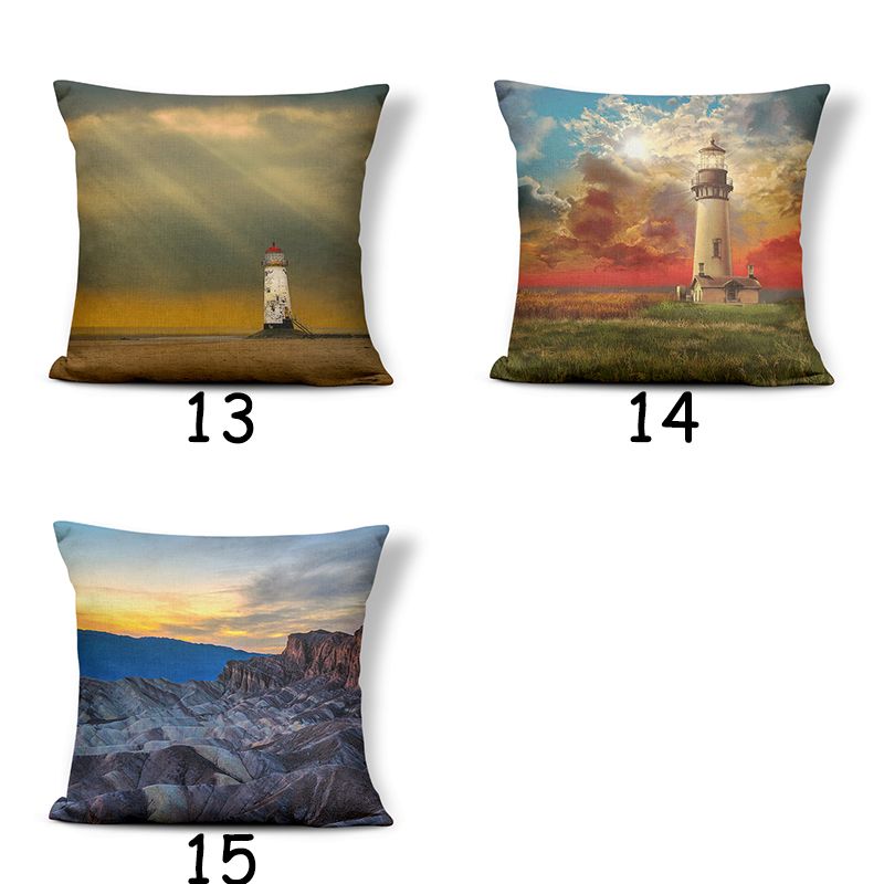 3D Landscape Square Cloud Ocean Cushion Cover Polyester Linen Printing Decoration Home Soft Pillowcase Wholesale Item Picture