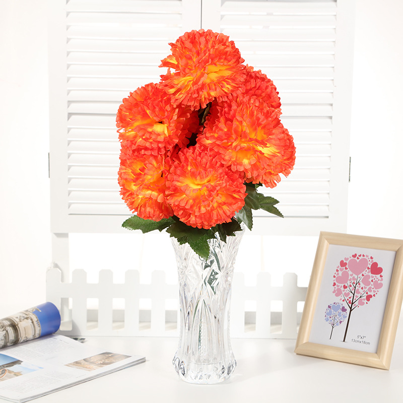 Fumin Silk Flower supplies Spring Color 10 Forked ball Chrysanthemum pure handcrafted artificial flower silk flower plant bouquet decoration custom best-selling items Item Picture