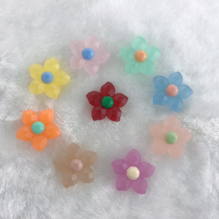 Medium-sized pointed five-leaf flower with matte effect of ab glue epoxy resin accessories