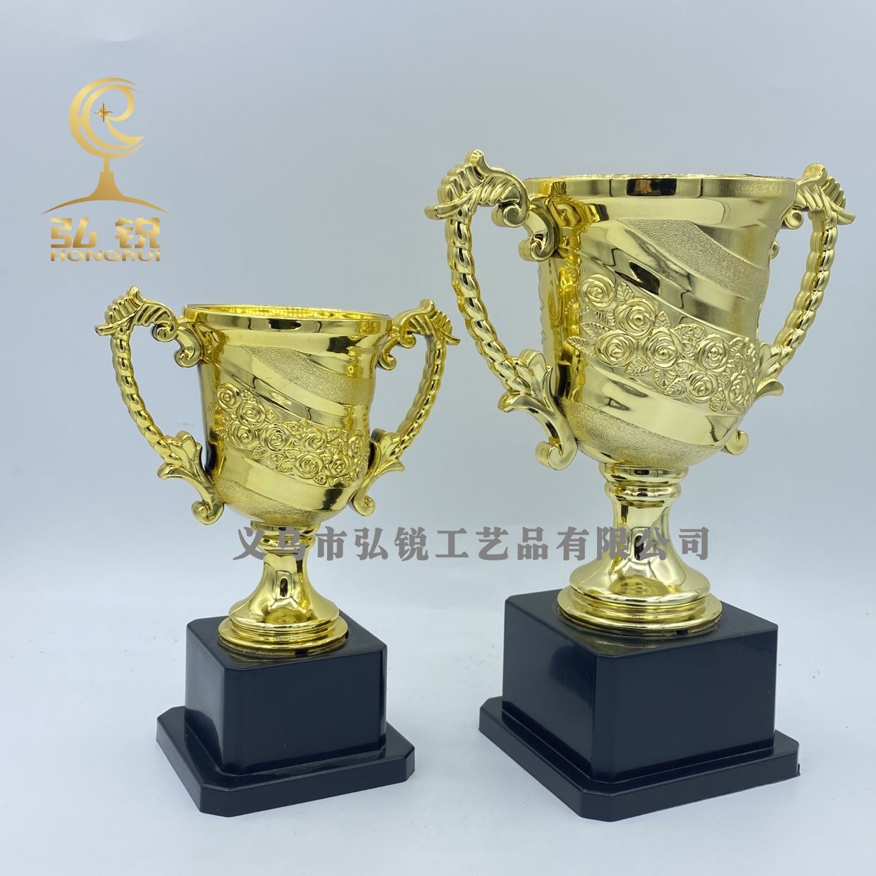 CS-004 Peony Square Base Large Trophy Plastic Creative Trophy Reward Prize, customizable logo detail image 3