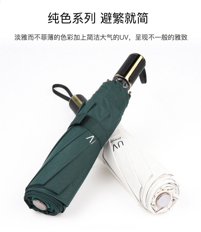 日系UV防晒全自动雨伞男女小清新晴雨伞简约三折手开折叠太阳伞详情图9