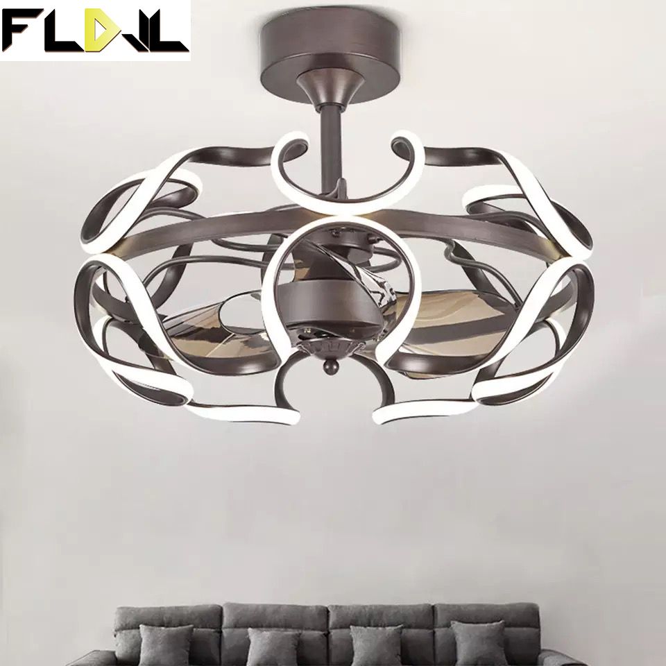 American-style restaurant fan chandelier, modern art acrylic, European-style living room and bedroom ceiling lamp, remote control fan lamp