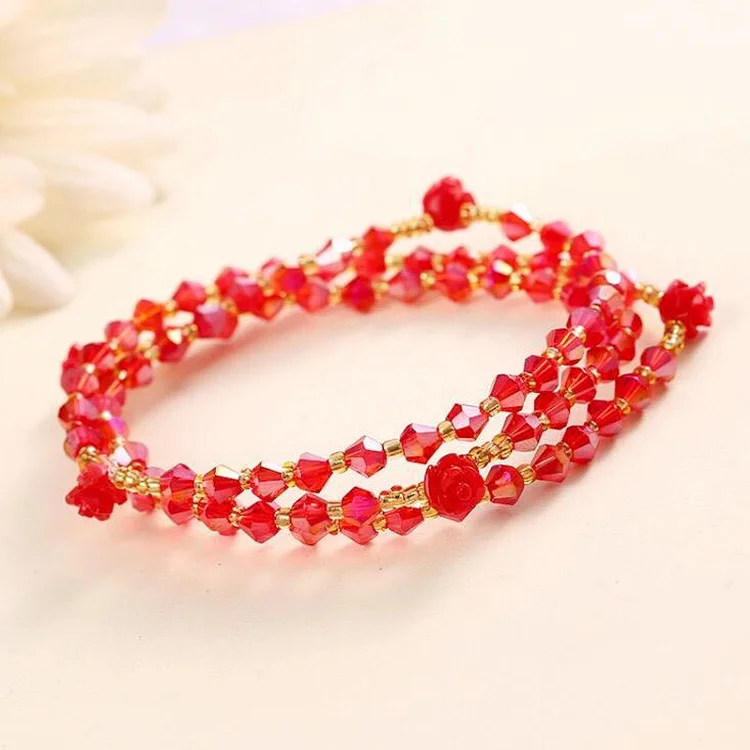 Red crystal beads