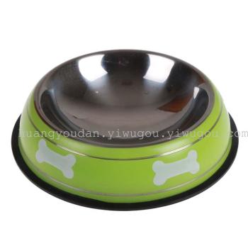 Pet food utensils, pet bowls, dog single bowls, colored printed bone dog basins
