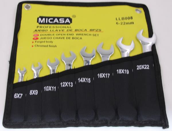 8pcs双开扳手普通亮光平筋挂袋